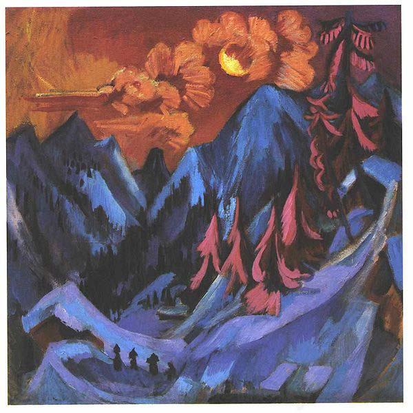 Ernst Ludwig Kirchner Winter moon landscape
